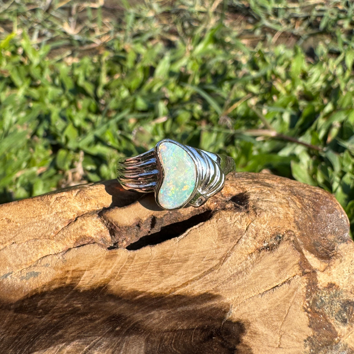 1ct Coober Pedy Opal Ring ~ 'Katoomba Colour' | 925 Sterling Silver | Solid Australian Opal