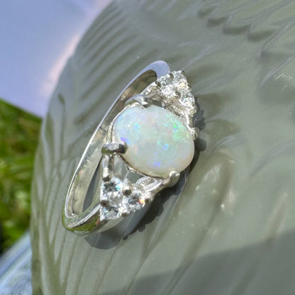 'Acacia Radiance' ~ Handcrafted 0.95ct Solid Coober Pedy Opal Sterling Silver Ring Size P 1/2 (8)