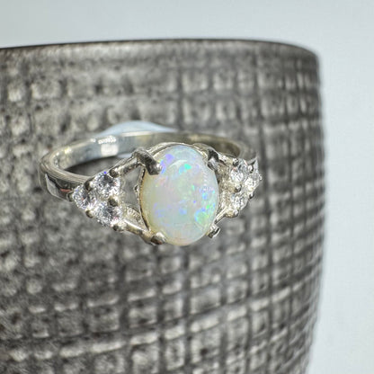 'Acacia Radiance' ~ Handcrafted 0.95ct Solid Coober Pedy Opal Sterling Silver Ring Size P 1/2 (8)