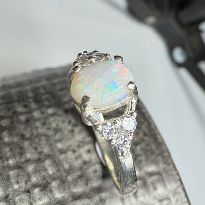 'Acacia Radiance' ~ Handcrafted 0.95ct Solid Coober Pedy Opal Sterling Silver Ring Size P 1/2 (8)