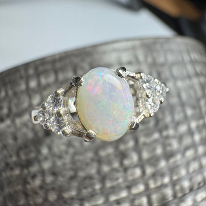 'Acacia Radiance' ~ Handcrafted 0.95ct Solid Coober Pedy Opal Sterling Silver Ring Size P 1/2 (8)