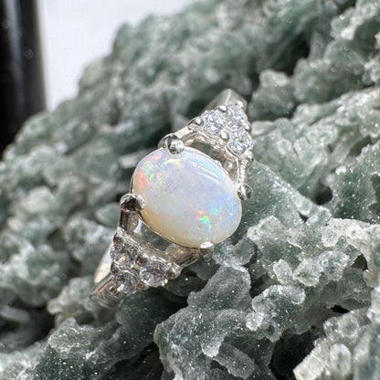 'Acacia Radiance' ~ Handcrafted 0.95ct Solid Coober Pedy Opal Sterling Silver Ring Size P 1/2 (8)