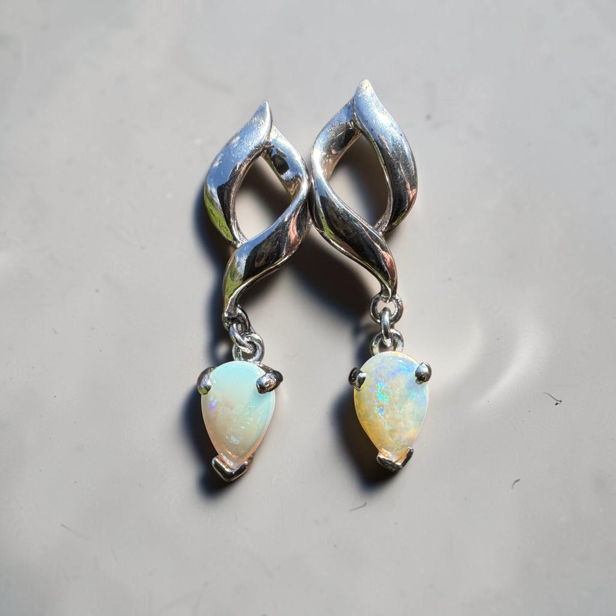 0.8ct Coober Pedy Opal Stud Earrings ~ 'Lake Eildon Blues' | 925 Sterling Silver | Solid Australian Opal
