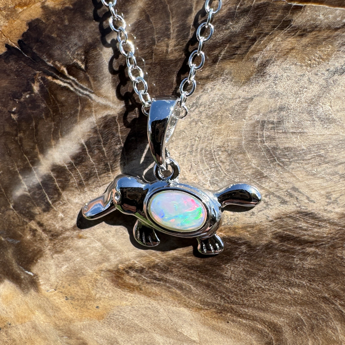 0.3ct Coober Pedy Opal Platypus Pendant Necklace ~ 'Tarra Bulga Greens' | 925 Sterling Silver | Solid Australian Opal