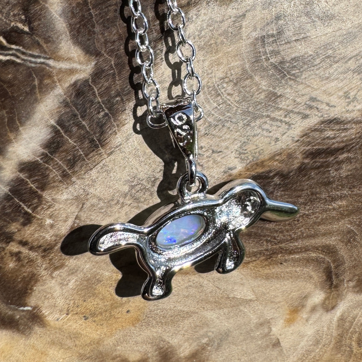 0.3ct Coober Pedy Opal Platypus Pendant Necklace ~ 'Tarra Bulga Greens' | 925 Sterling Silver | Solid Australian Opal