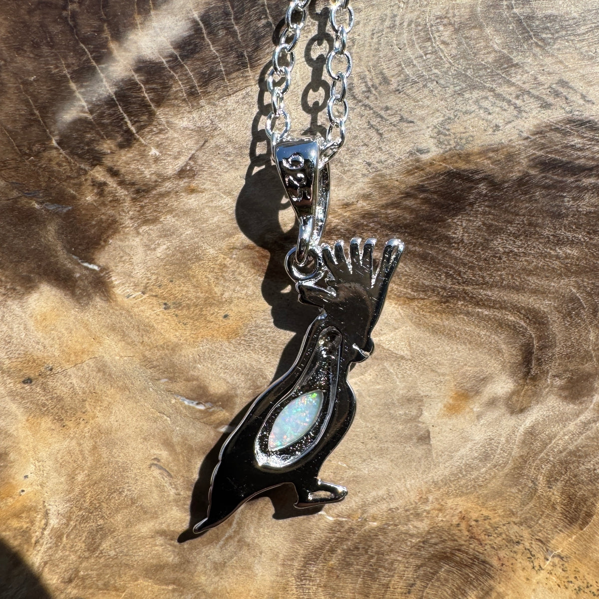 0.3ct Coober Pedy Opal Cockatoo Pendant Necklace ~ 'Cockatoo Island Glow' | 925 Sterling Silver | Solid Australian Opal