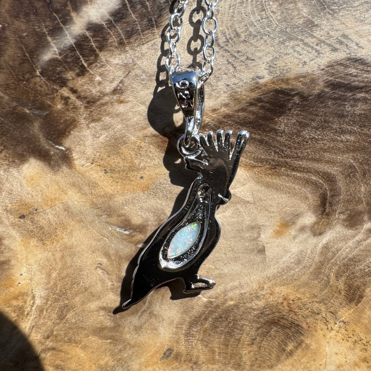 0.3ct Coober Pedy Opal Cockatoo Pendant Necklace ~ 'Cockatoo Island Glow' | 925 Sterling Silver | Solid Australian Opal