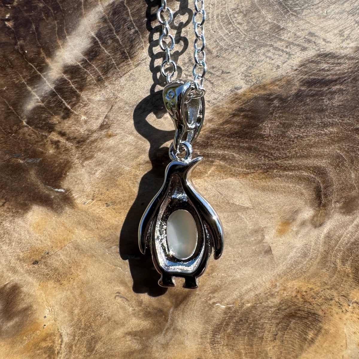 0.3ct Coober Pedy Opal Penguin Pendant Necklace ~ 'St Kilda Pier Glow' | 925 Sterling Silver | Solid Australian Opal