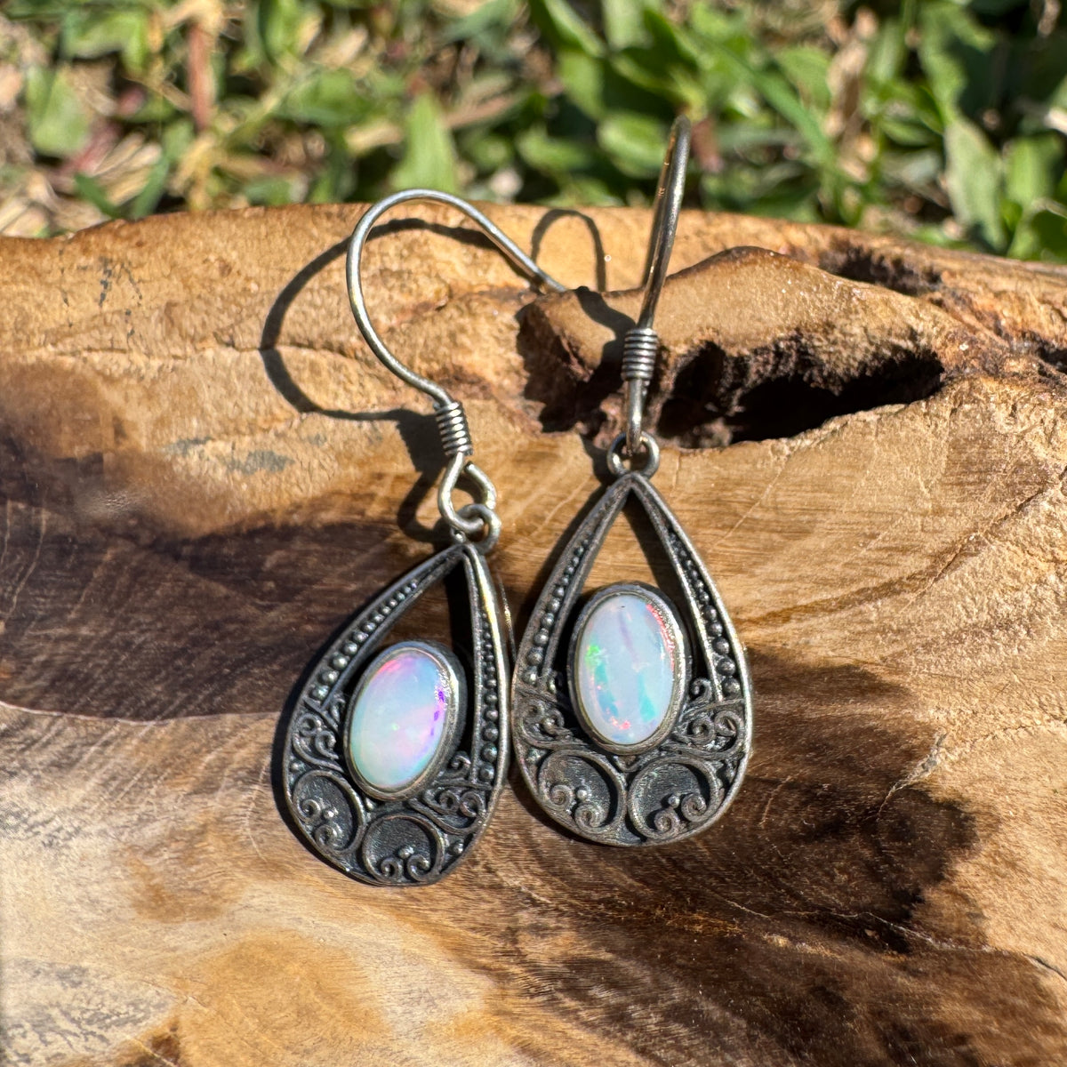 1.2ct Coober Pedy Opal Hook Earrings ~ 'Lakes Entrance Drops' | 925 Sterling Silver | Solid Australian Opal