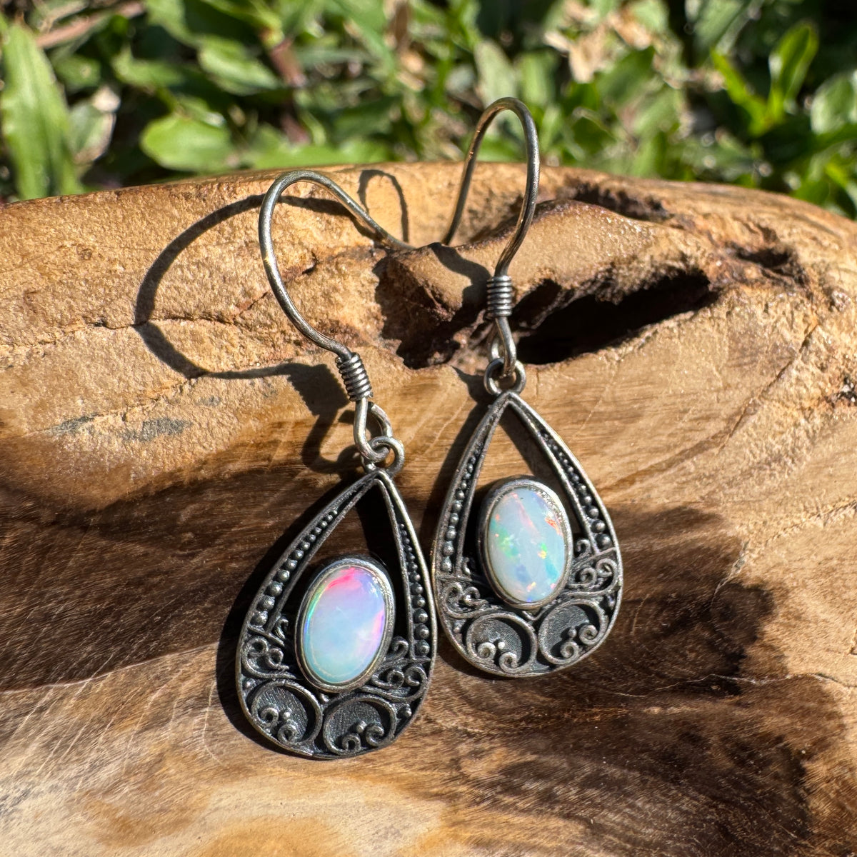 1.2ct Coober Pedy Opal Hook Earrings ~ 'Lakes Entrance Drops' | 925 Sterling Silver | Solid Australian Opal