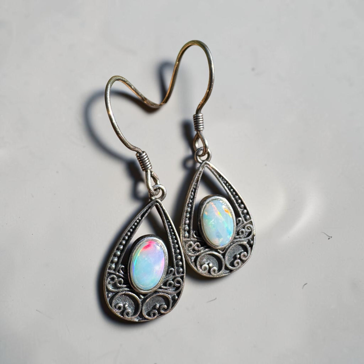 1.2ct Coober Pedy Opal Hook Earrings ~ 'Lakes Entrance Drops' | 925 Sterling Silver | Solid Australian Opal