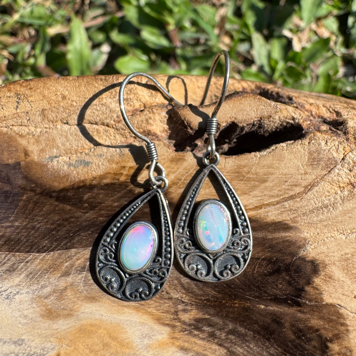 1.2ct Coober Pedy Opal Hook Earrings ~ 'Lakes Entrance Drops' | 925 Sterling Silver | Solid Australian Opal