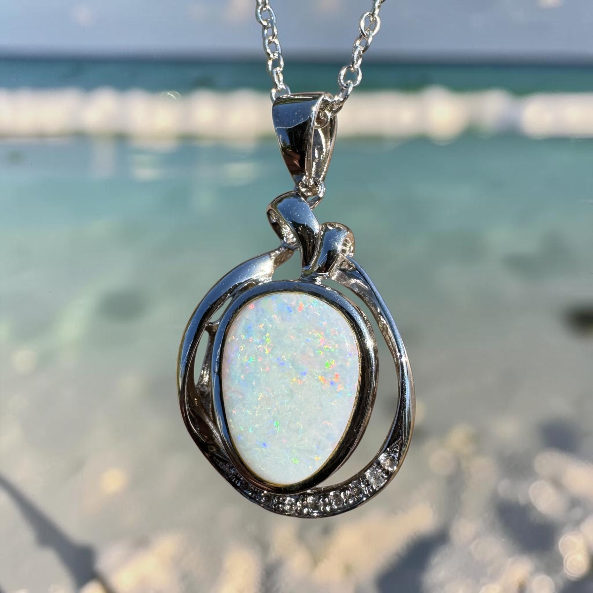 3ct Coober Pedy Opal Pendant Necklace ~ 'Bungonia Firelight' | 925 Sterling Silver | Solid Australian Opal