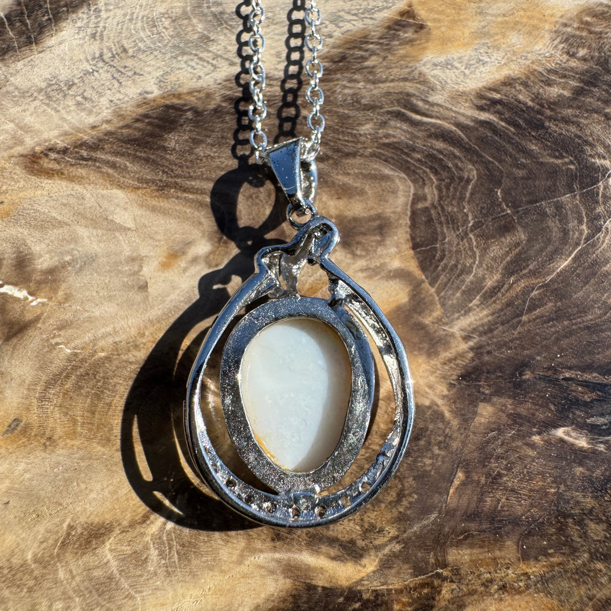 3ct Coober Pedy Opal Pendant Necklace ~ 'Bungonia Firelight' | 925 Sterling Silver | Solid Australian Opal