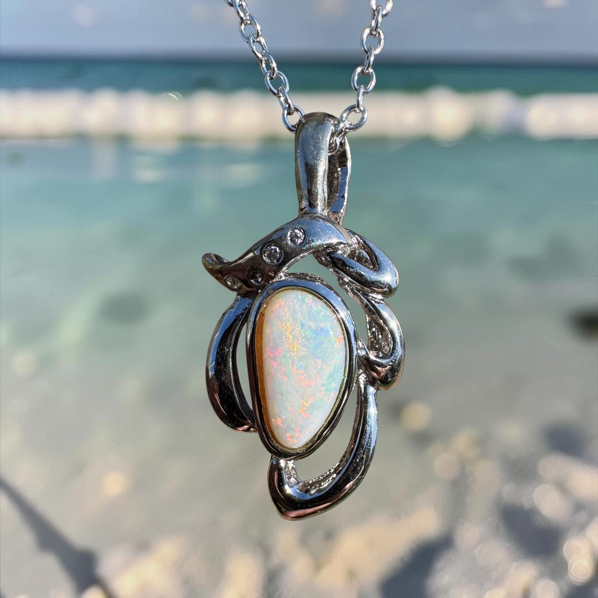1.7ct Coober Pedy Opal Pendant Necklace ~ 'Pilbara Ember' | 925 Sterling Silver | Solid Australian Opal