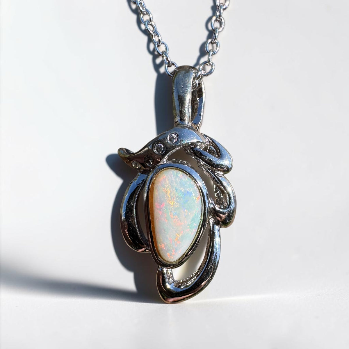 1.7ct Coober Pedy Opal Pendant Necklace ~ 'Pilbara Ember' | 925 Sterling Silver | Solid Australian Opal