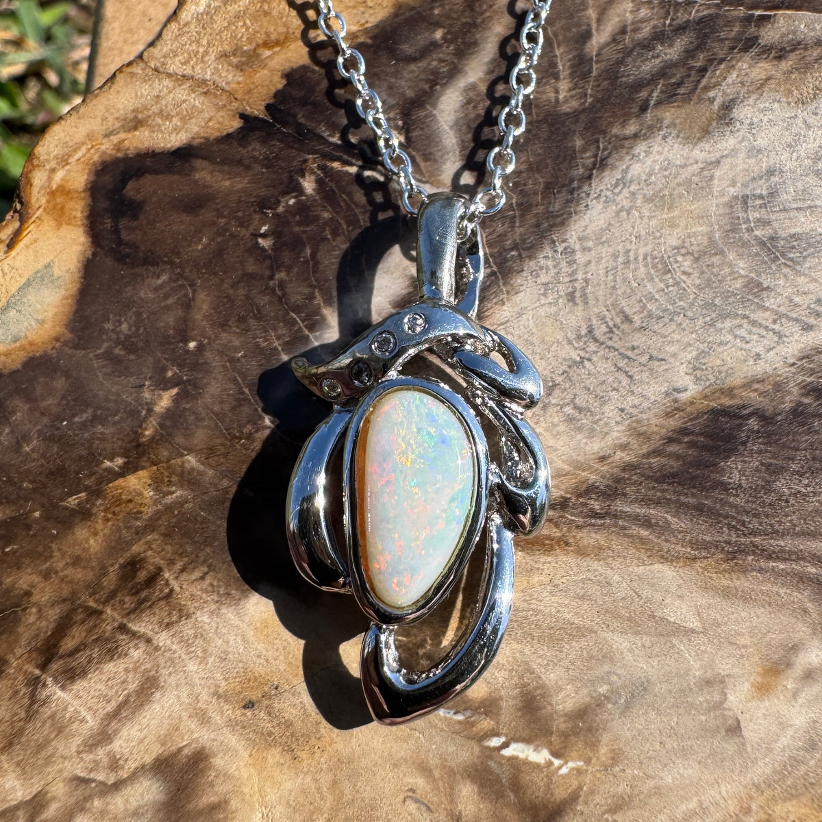 1.7ct Coober Pedy Opal Pendant Necklace ~ 'Pilbara Ember' | 925 Sterling Silver | Solid Australian Opal
