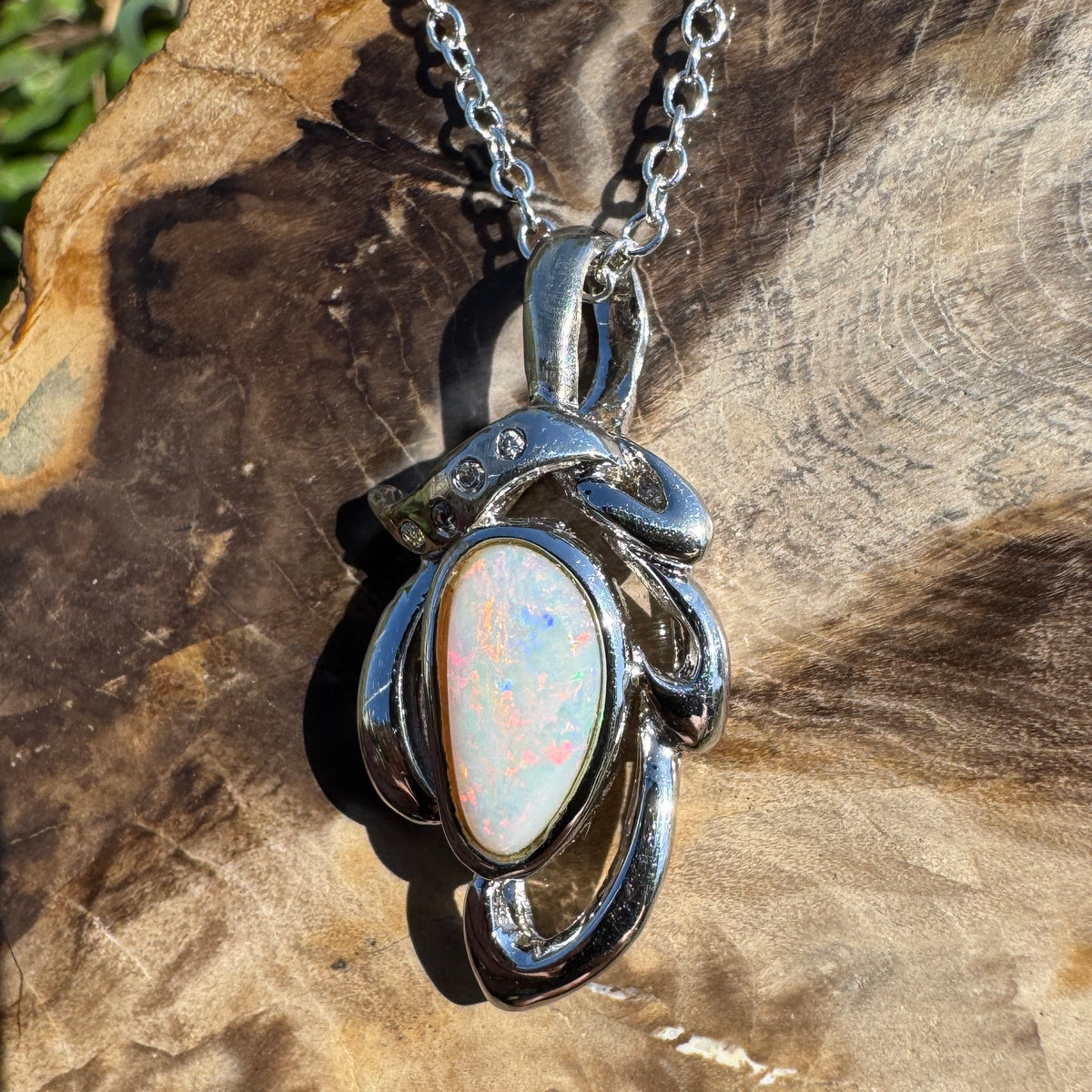 1.7ct Coober Pedy Opal Pendant Necklace ~ 'Pilbara Ember' | 925 Sterling Silver | Solid Australian Opal