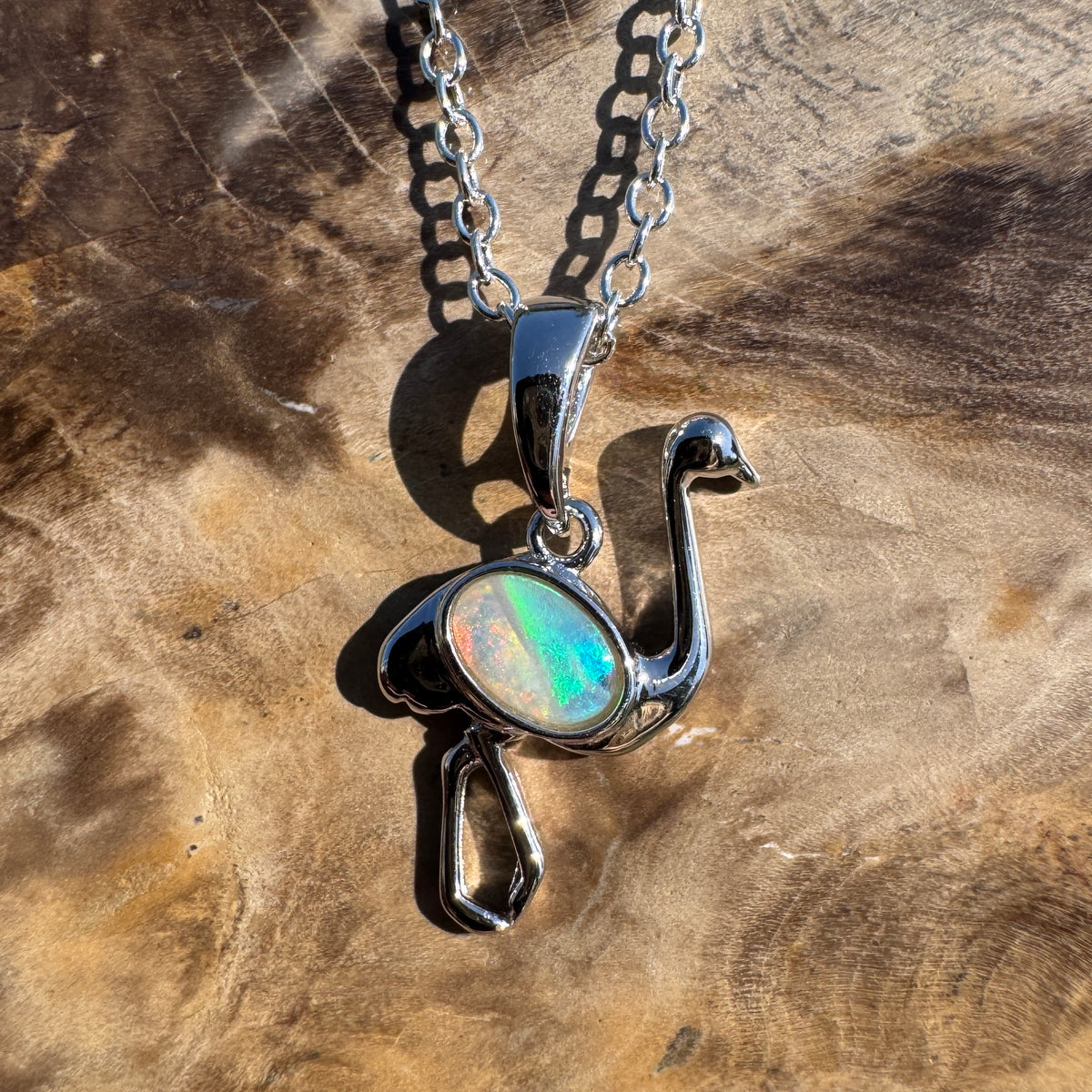 0.3ct Coober Pedy Opal Emu Pendant Necklace ~ 'Emu Plains' | 925 Sterling Silver | Solid Australian Opal