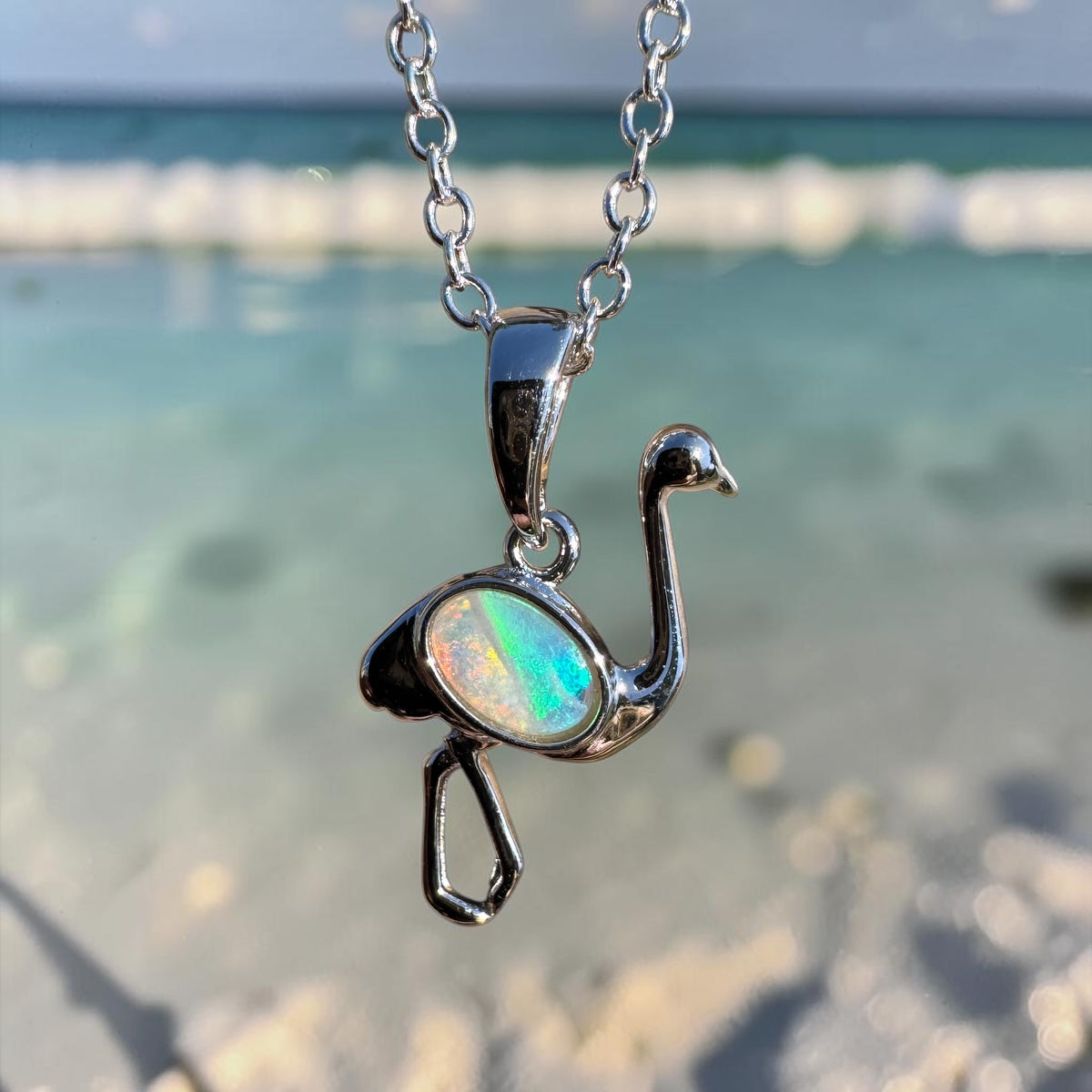 0.3ct Coober Pedy Opal Emu Pendant Necklace ~ 'Emu Plains' | 925 Sterling Silver | Solid Australian Opal