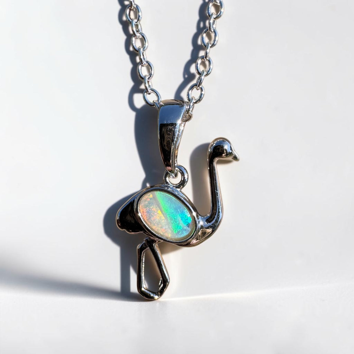 0.3ct Coober Pedy Opal Emu Pendant Necklace ~ 'Emu Plains' | 925 Sterling Silver | Solid Australian Opal