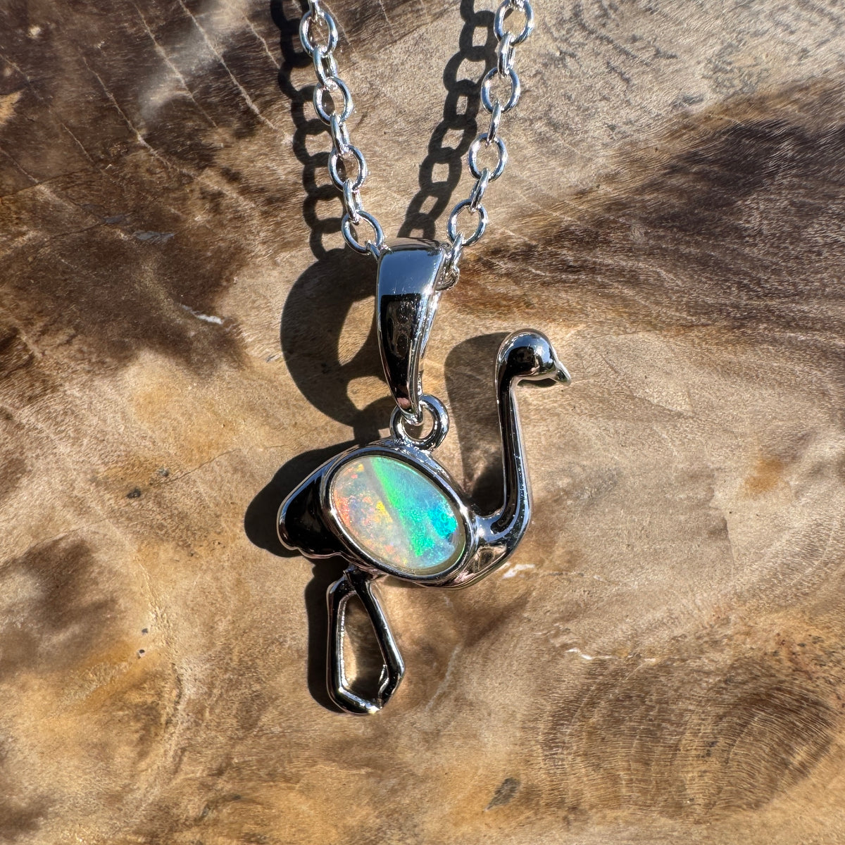 0.3ct Coober Pedy Opal Emu Pendant Necklace ~ 'Emu Plains' | 925 Sterling Silver | Solid Australian Opal