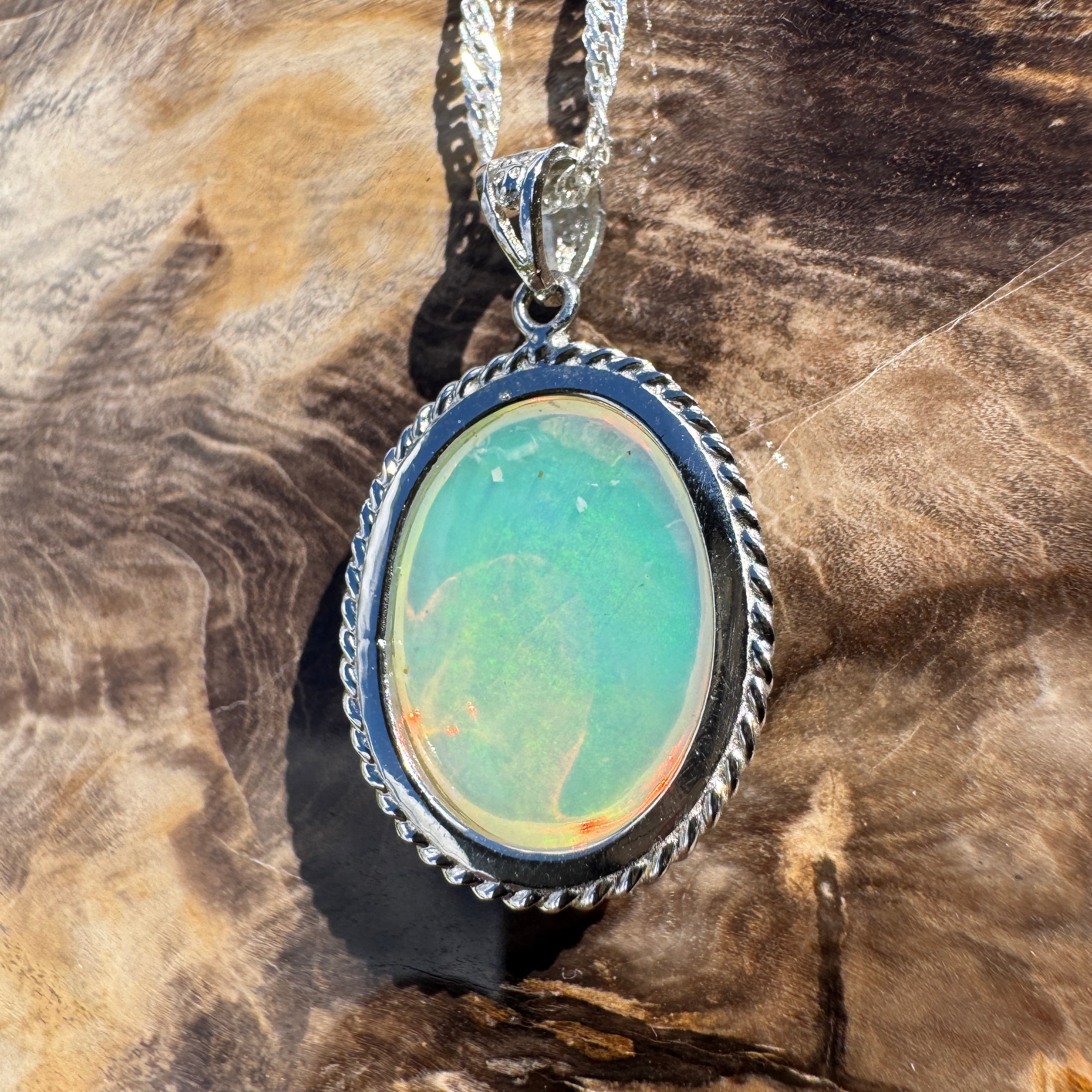 3.7ct Coober Pedy Opal Pendant Necklace ~ 'Coffin Bay Calm' | 925 Sterling Silver | Solid Australian Opal