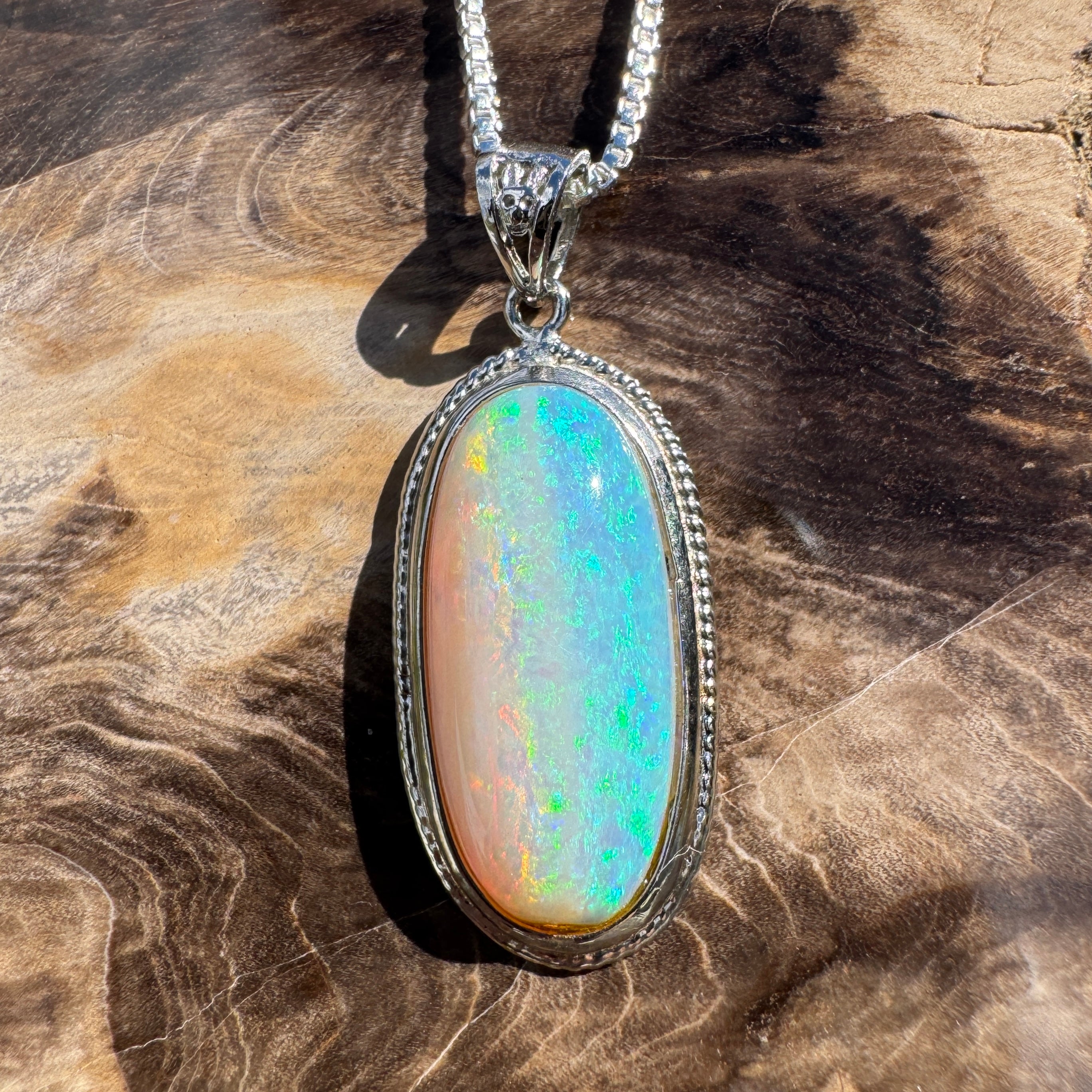 4ct Lightning Ridge Crystal Opal Pendant Necklace ~ 'Rottnest Deep' | 925 Sterling Silver | Solid Australian Opal