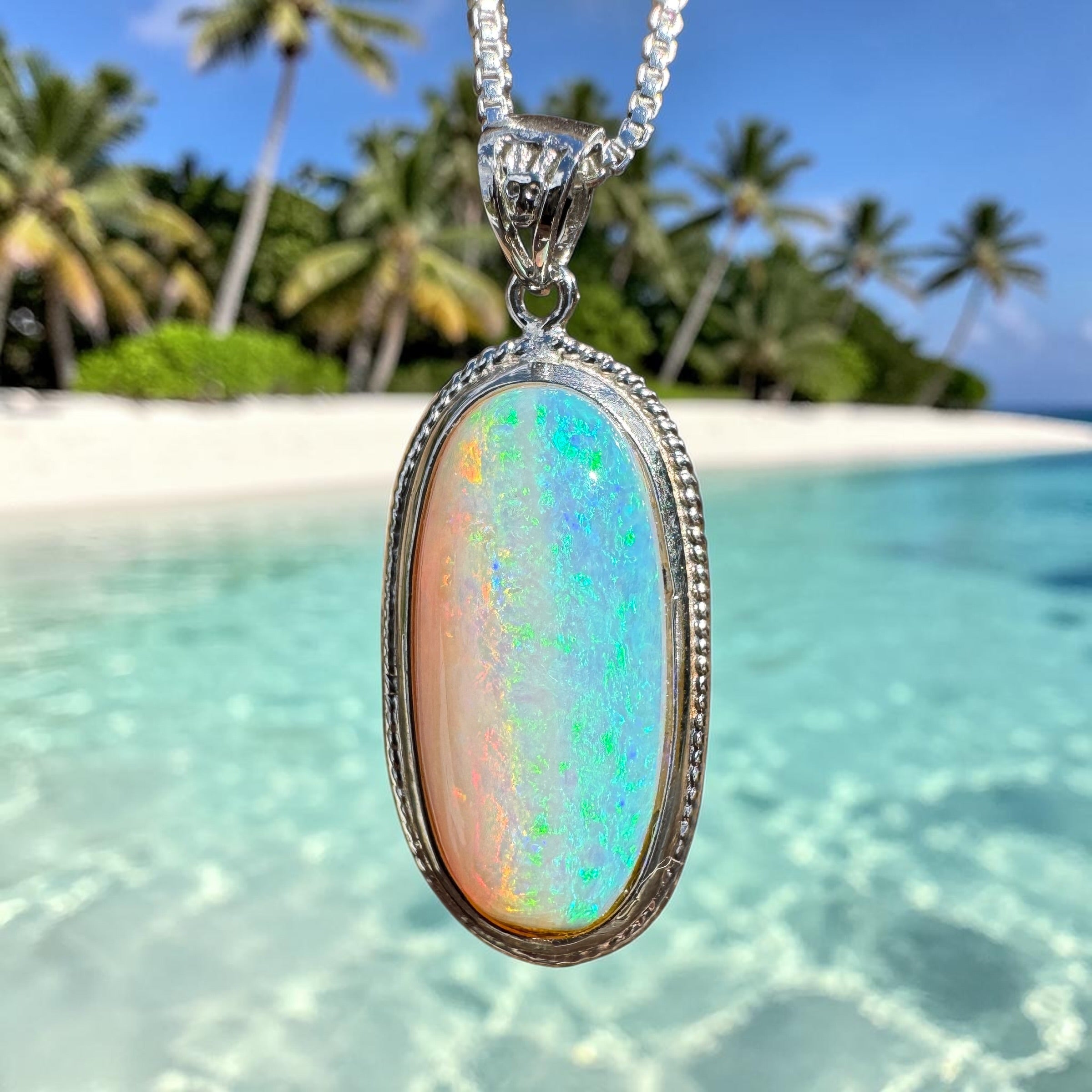 4ct Lightning Ridge Crystal Opal Pendant Necklace ~ 'Rottnest Deep' | 925 Sterling Silver | Solid Australian Opal