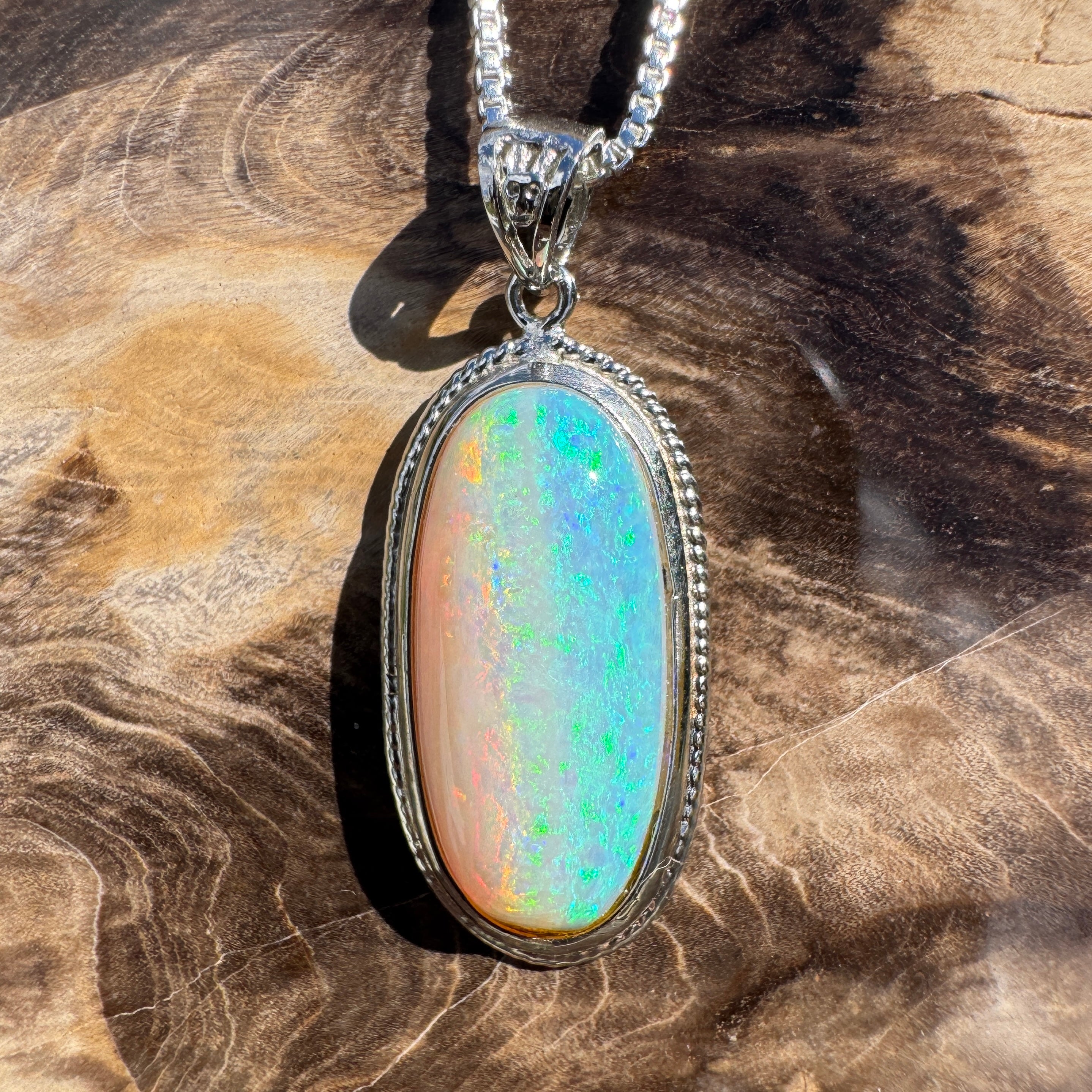 4ct Lightning Ridge Crystal Opal Pendant Necklace ~ 'Rottnest Deep' | 925 Sterling Silver | Solid Australian Opal