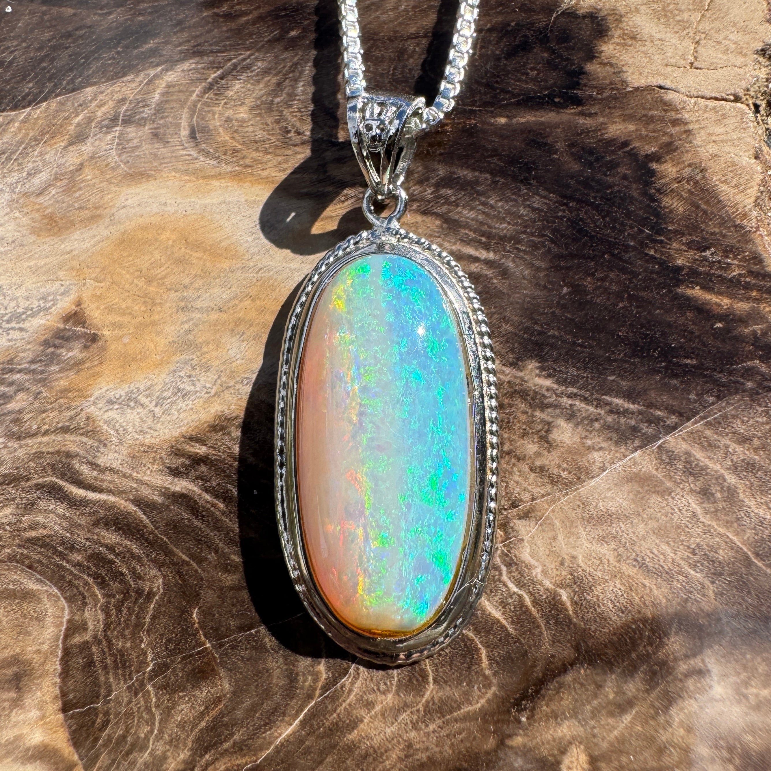 4ct Lightning Ridge Crystal Opal Pendant Necklace ~ 'Rottnest Deep' | 925 Sterling Silver | Solid Australian Opal