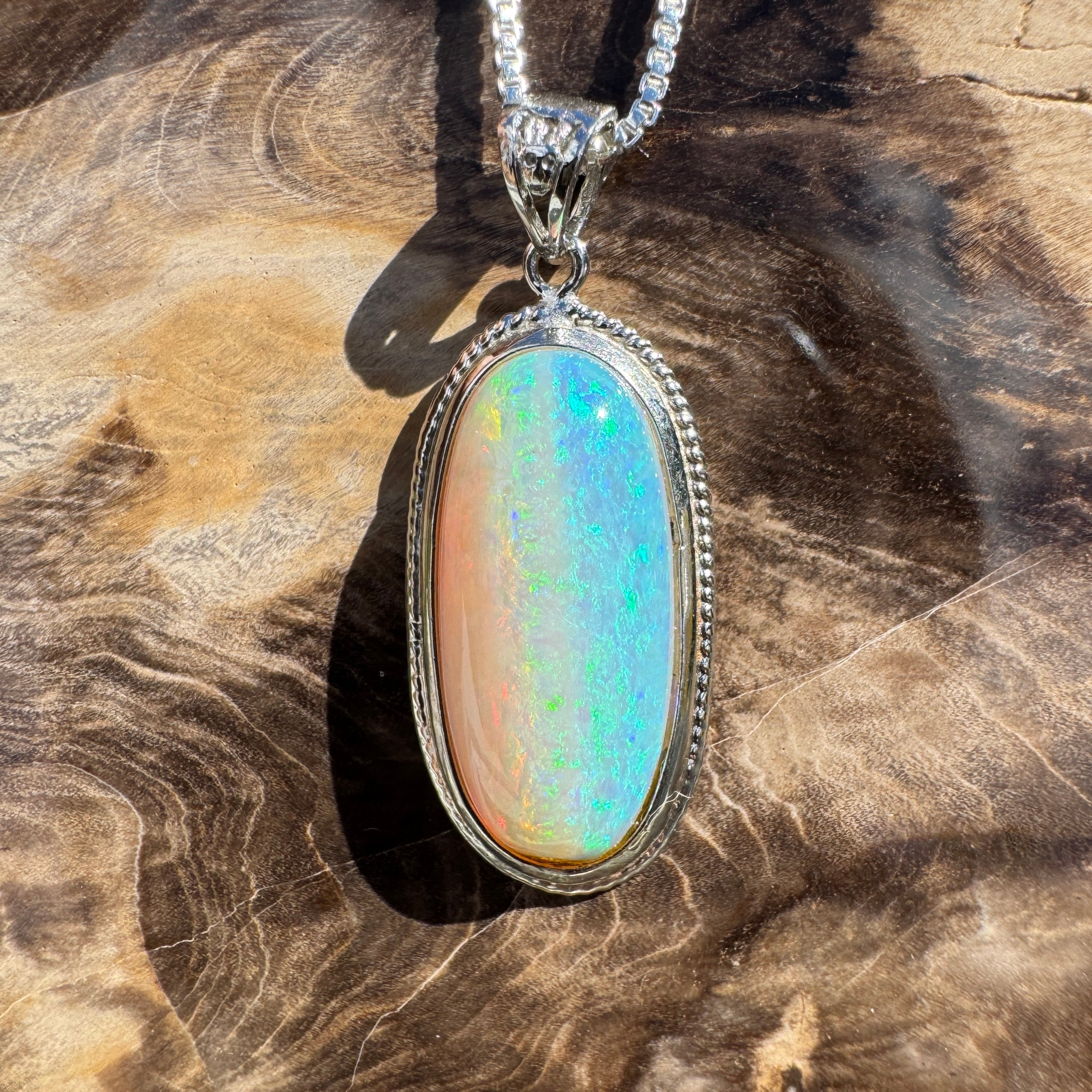 4ct Lightning Ridge Crystal Opal Pendant Necklace ~ 'Rottnest Deep' | 925 Sterling Silver | Solid Australian Opal