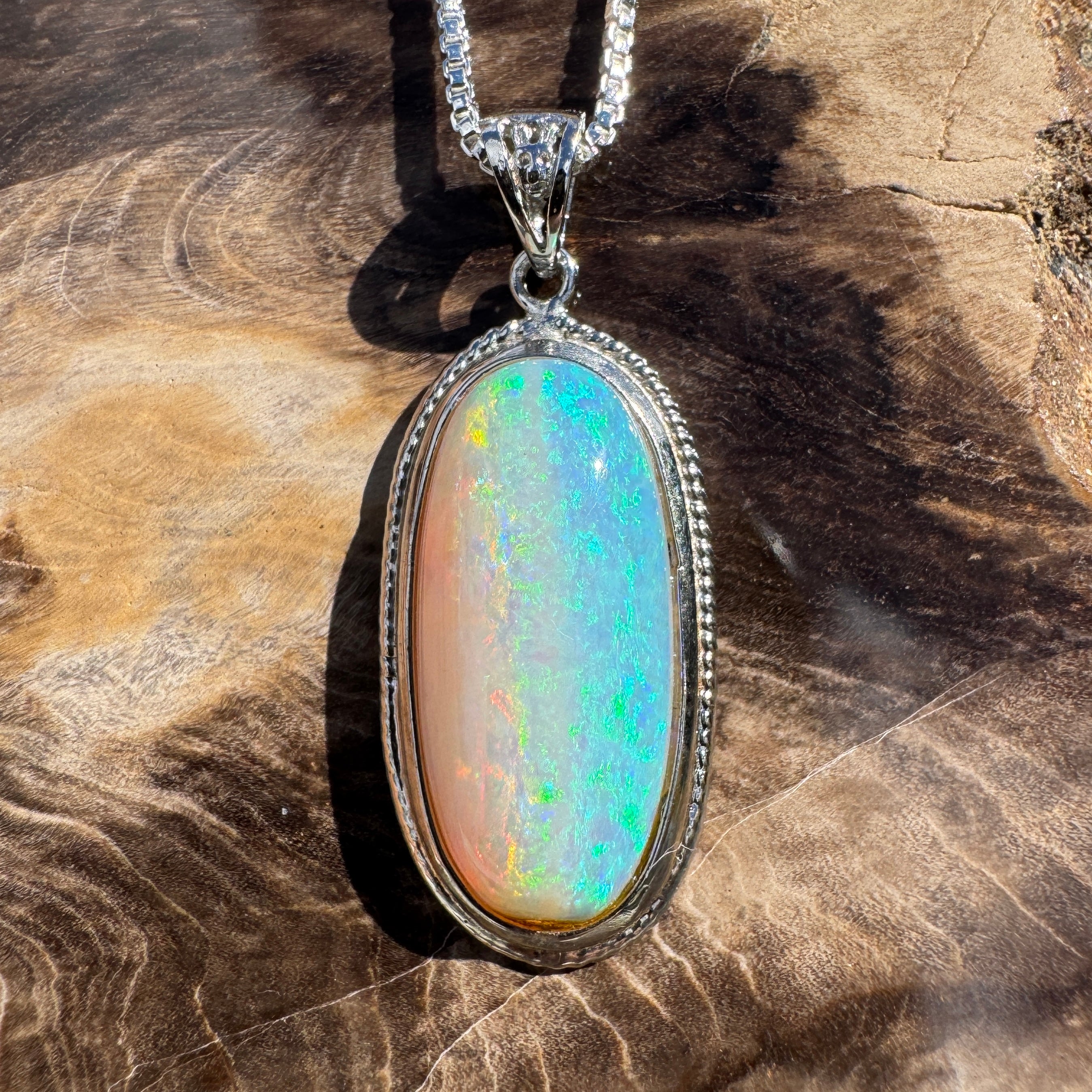 4ct Lightning Ridge Crystal Opal Pendant Necklace ~ 'Rottnest Deep' | 925 Sterling Silver | Solid Australian Opal