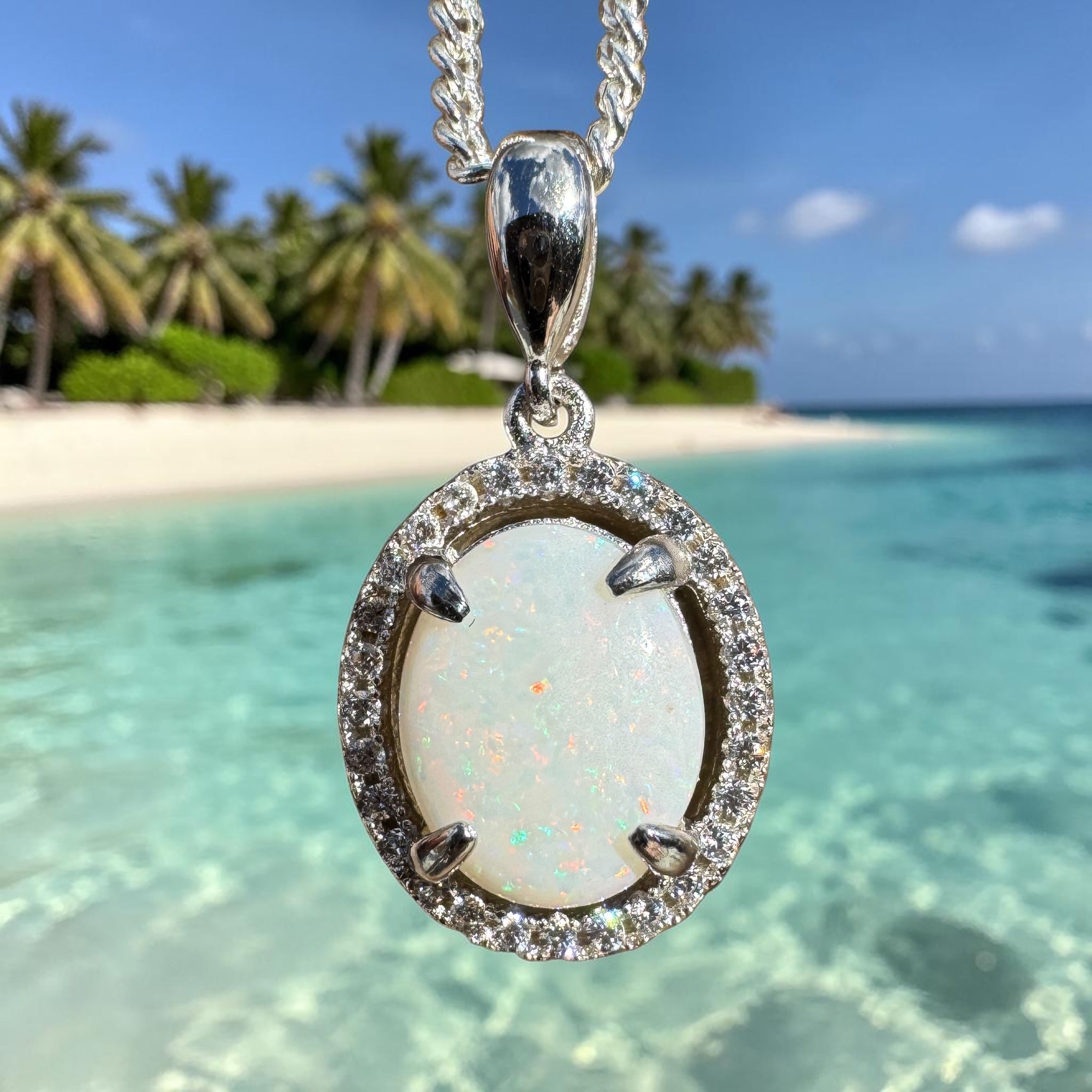 1.2ct Coober Pedy Opal Pendant Necklace ~ 'Lancelin Drift' | 925 Sterling Silver | Solid Australian Opal