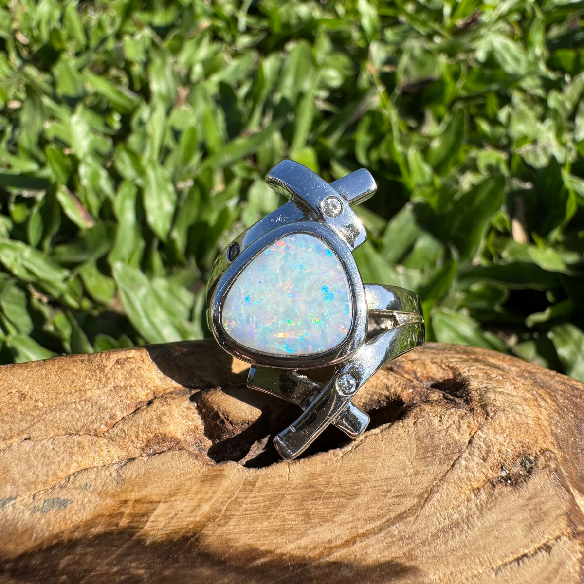 1.7ct Coober Pedy Opal Ring ~ 'Innamincka Spectrum' | 925 Sterling Silver | Solid Australian Opal