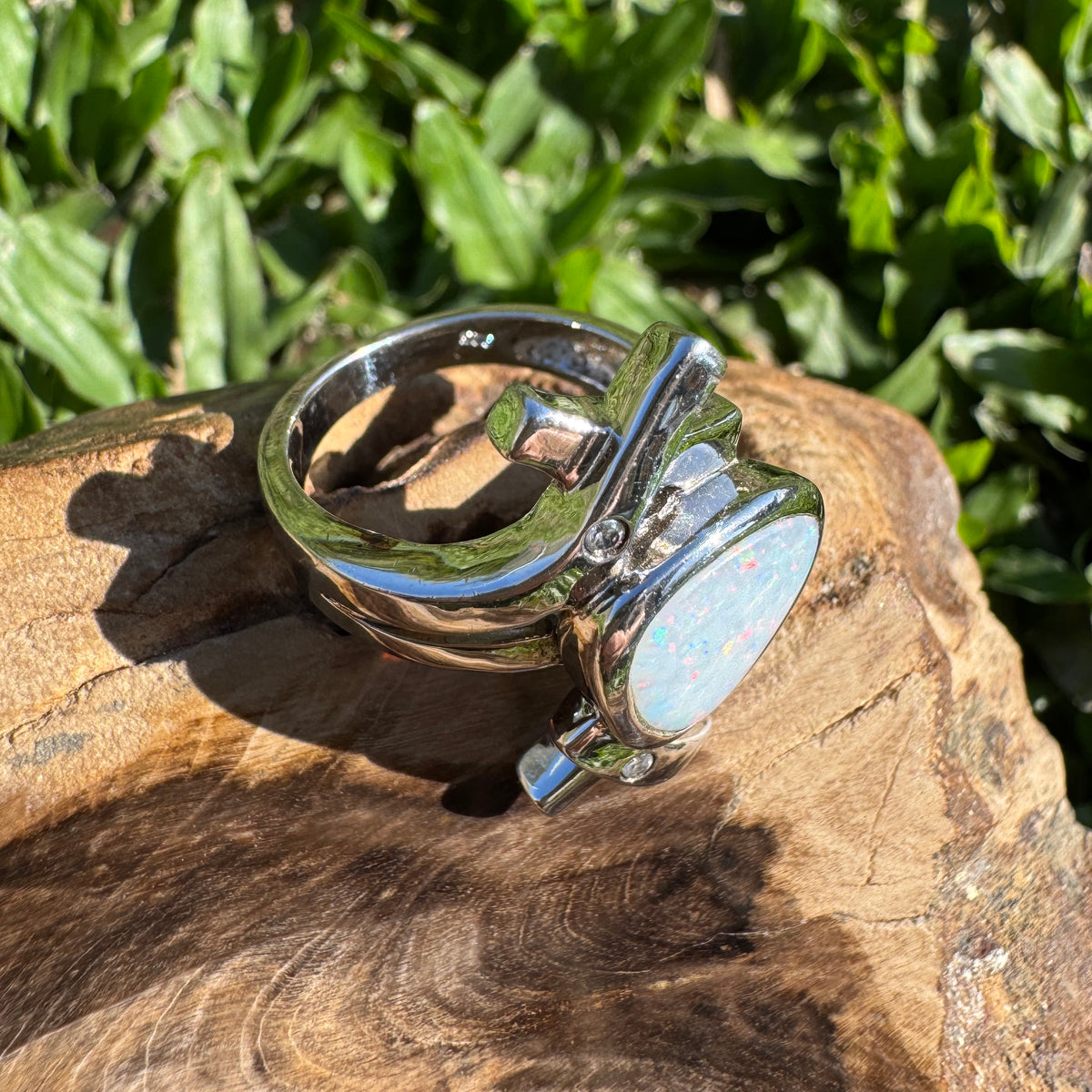 1.7ct Coober Pedy Opal Ring ~ 'Innamincka Spectrum' | 925 Sterling Silver | Solid Australian Opal