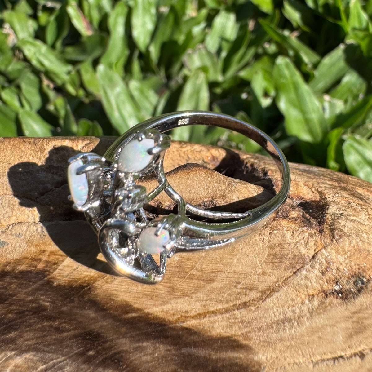 0.5ct Coober Pedy Opal Ring ~ 'Pichi Richi Cluster' | 925 Sterling Silver | Solid Australian Opal
