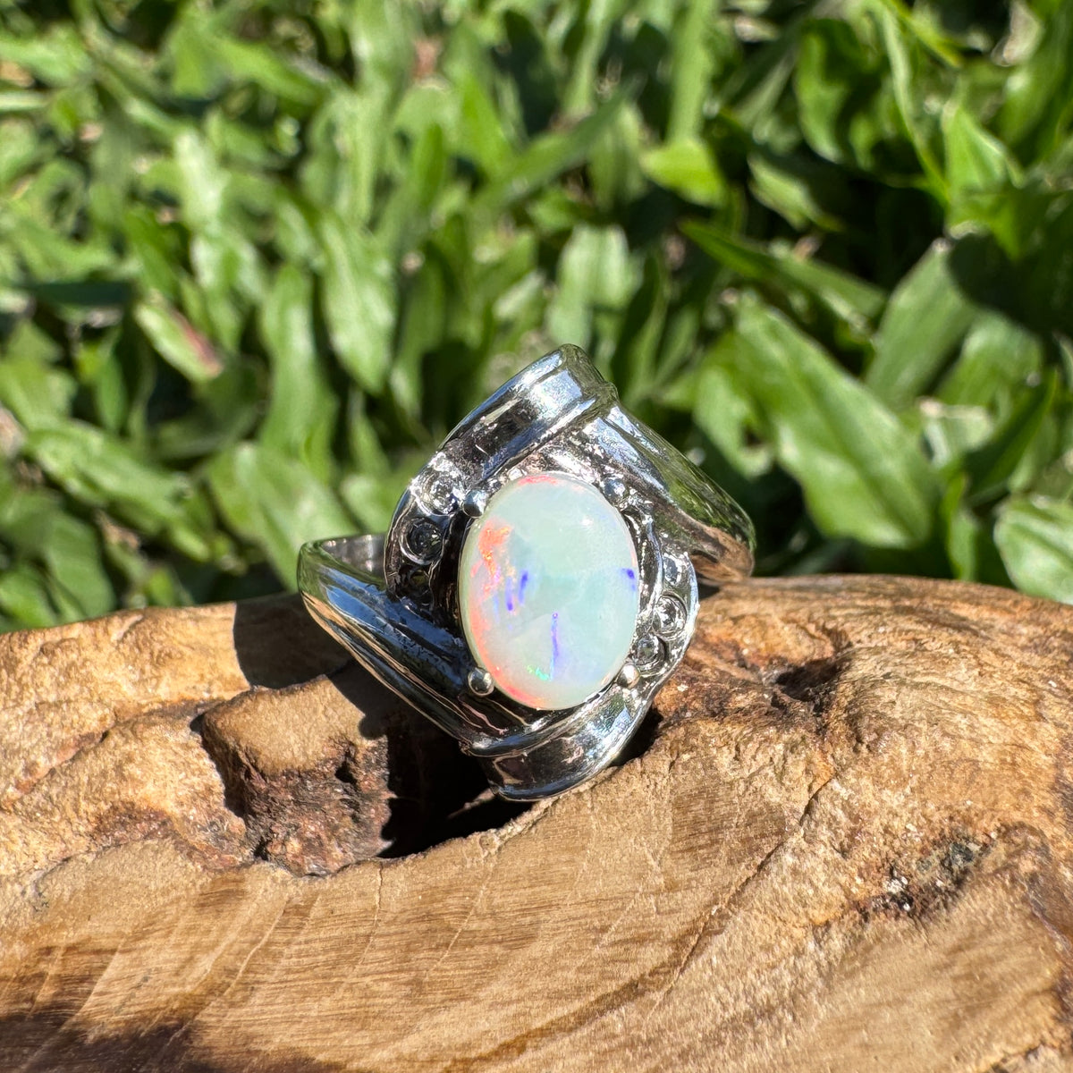 1.2ct Coober Pedy Opal Ring ~ 'Maldon Firelight' | 925 Sterling Silver | Solid Australian Opal