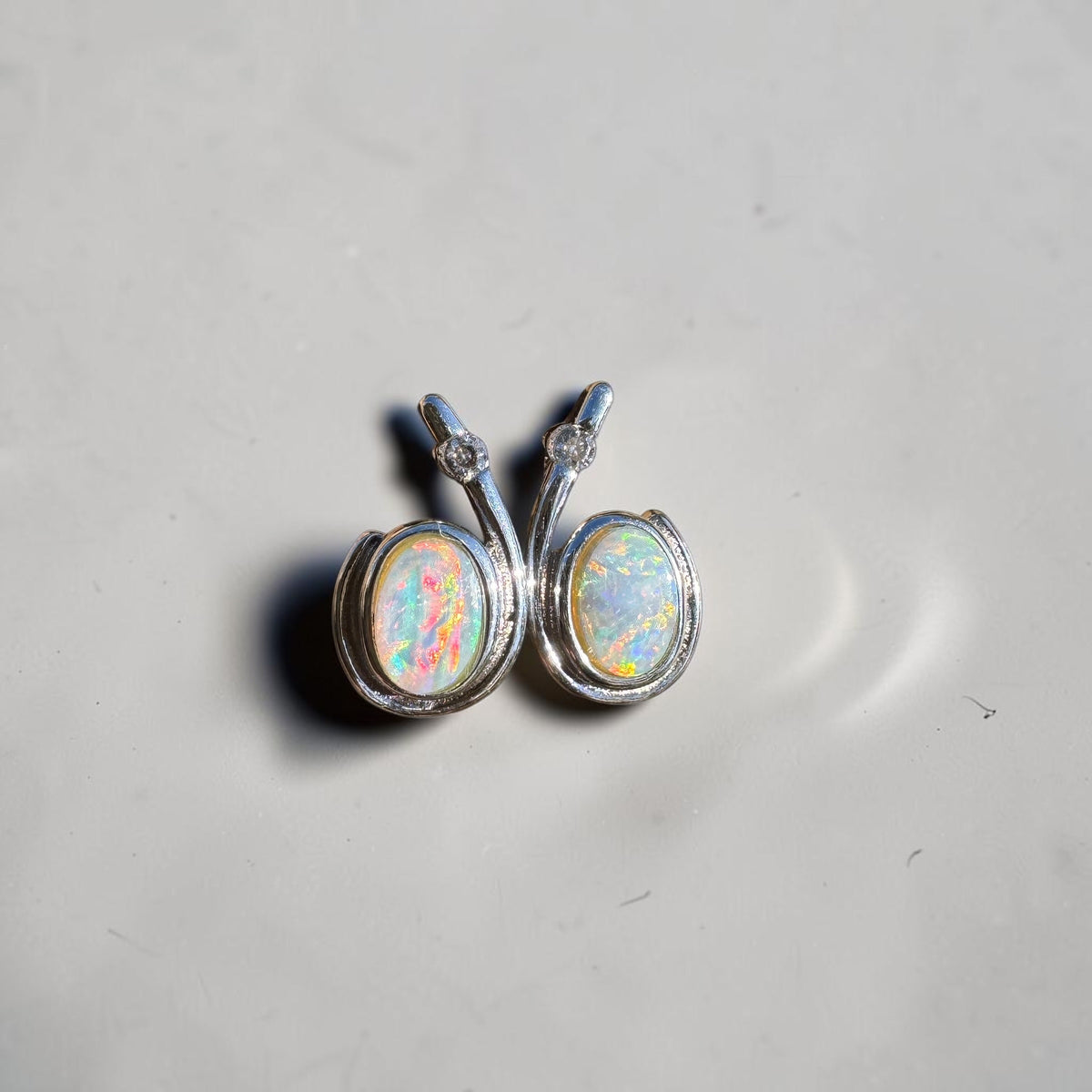 1ct Coober Pedy Opal Stud Earrings ~ 'Port Stephens Point' | 925 Sterling Silver | Solid Australian Opal