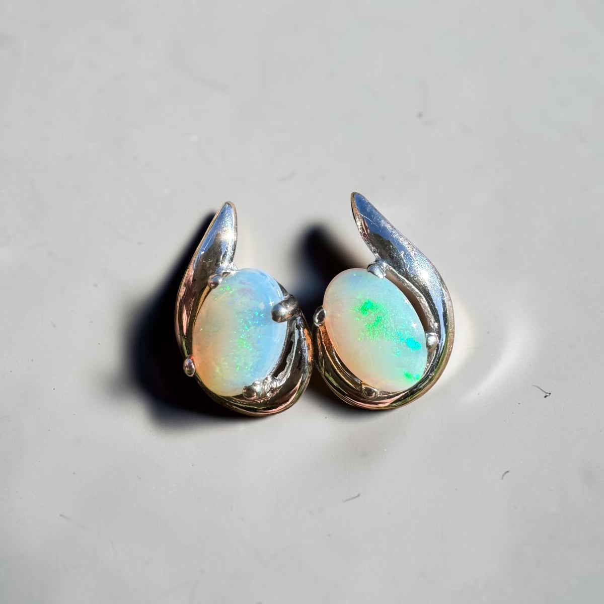 1ct Coober Pedy Opal Stud Earrings ~ 'Mandurah Blues' | 925 Sterling Silver | Solid Australian Opal