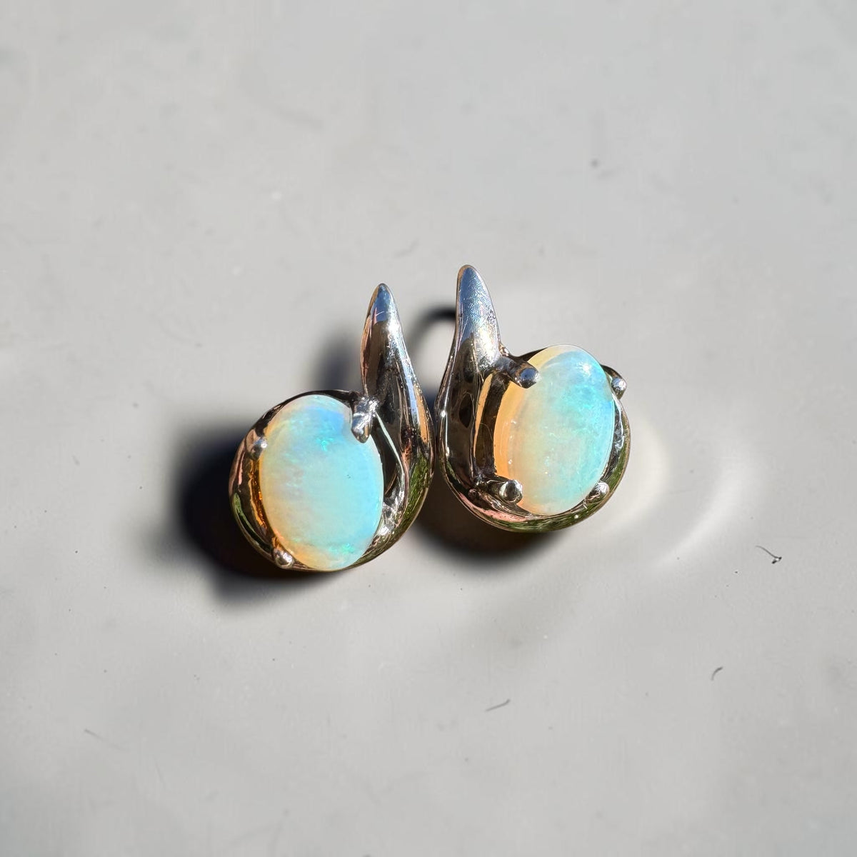 1ct Coober Pedy Opal Stud Earrings ~ 'Sorrento Blues' | 925 Sterling Silver | Solid Australian Opal