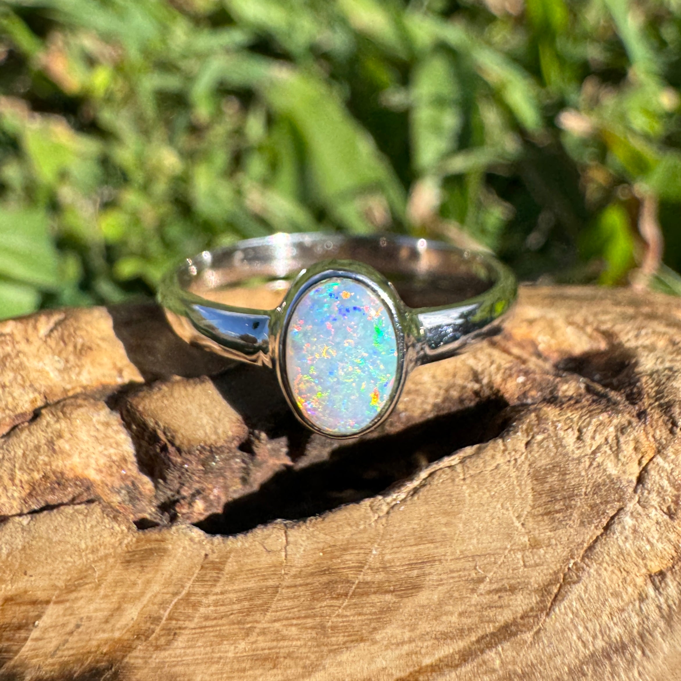 0.8ct Lightning Ridge Opal Ring ~ 'Karijini Spark' | 925 Sterling Silver | Solid Australian Opal
