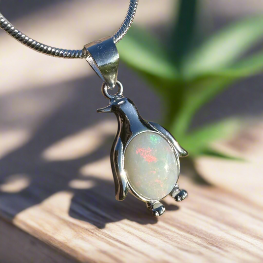 'Polar Grace' ~ Handcrafted 1ct Solid Coober Pedy Opal Sterling Silver Pendant Necklace