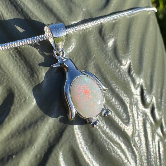 'Polar Grace' ~ Handcrafted 1ct Solid Coober Pedy Opal Sterling Silver Pendant Necklace