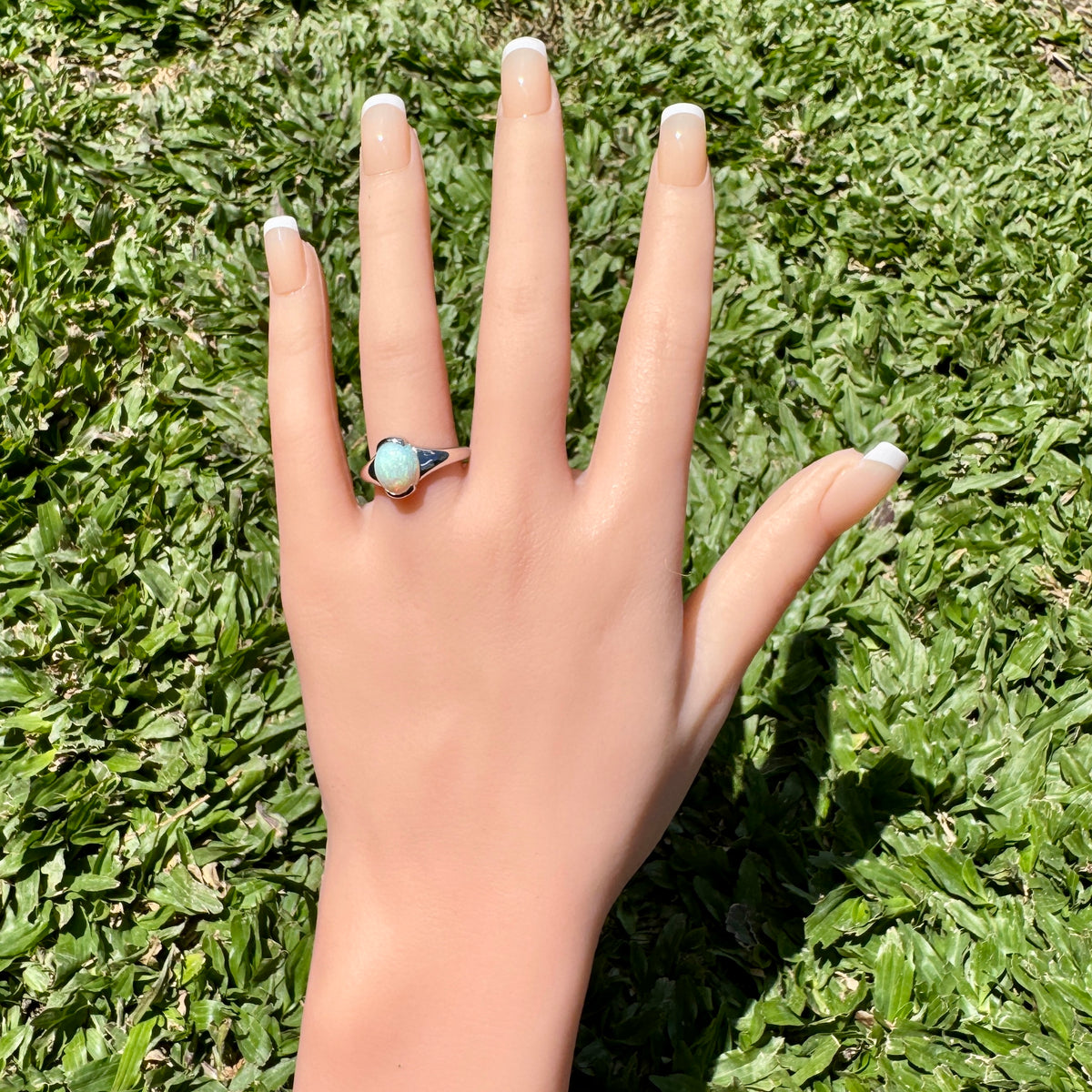 2.4ct Coober Pedy Opal Ring ~ 'Yorke Peninsula Spectrum' | 925 Sterling Silver | Solid Australian Opal
