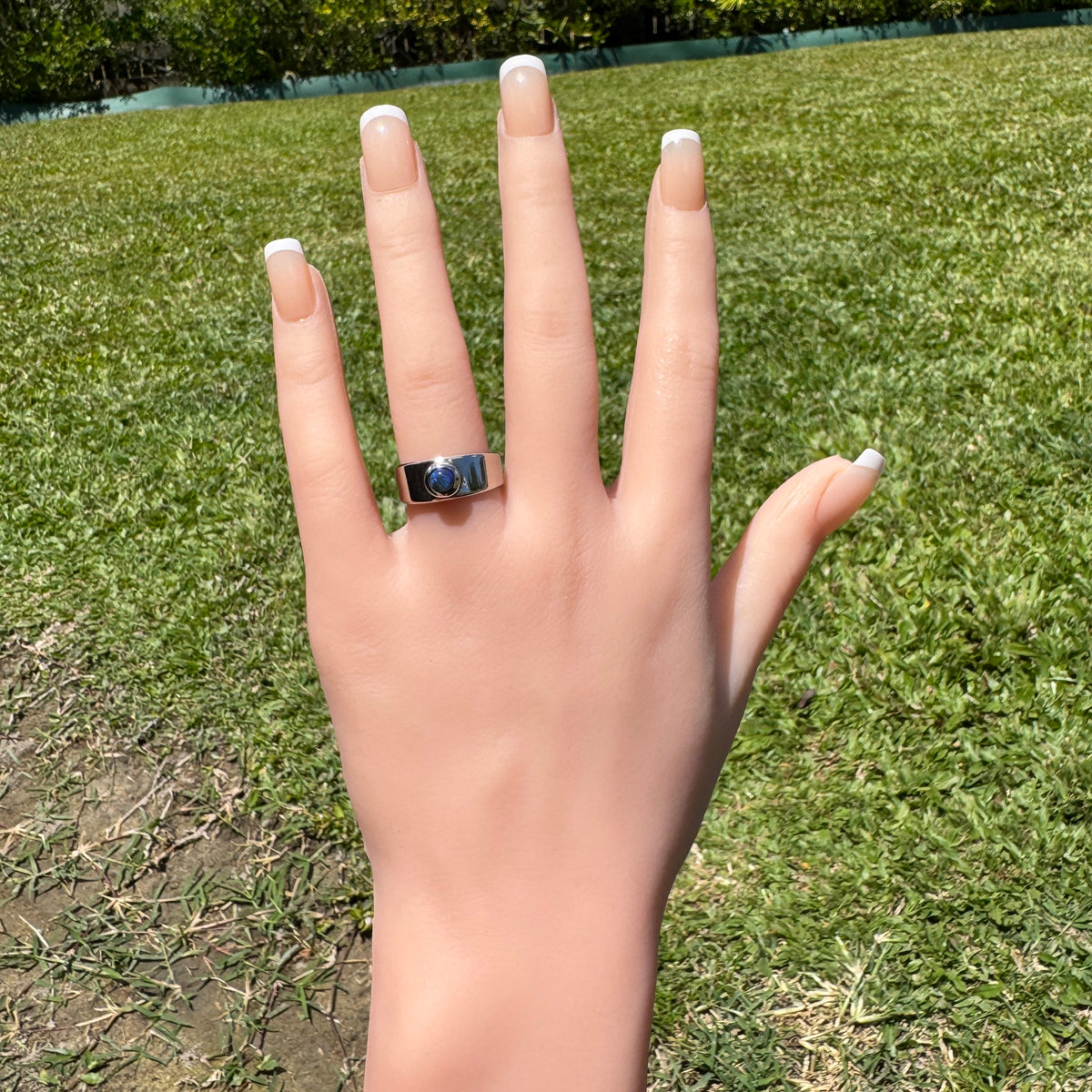 Lightning Ridge Opal Ring ~'Bass Straight Midnight' | 925 Sterling Silver | Solid Australian Opal