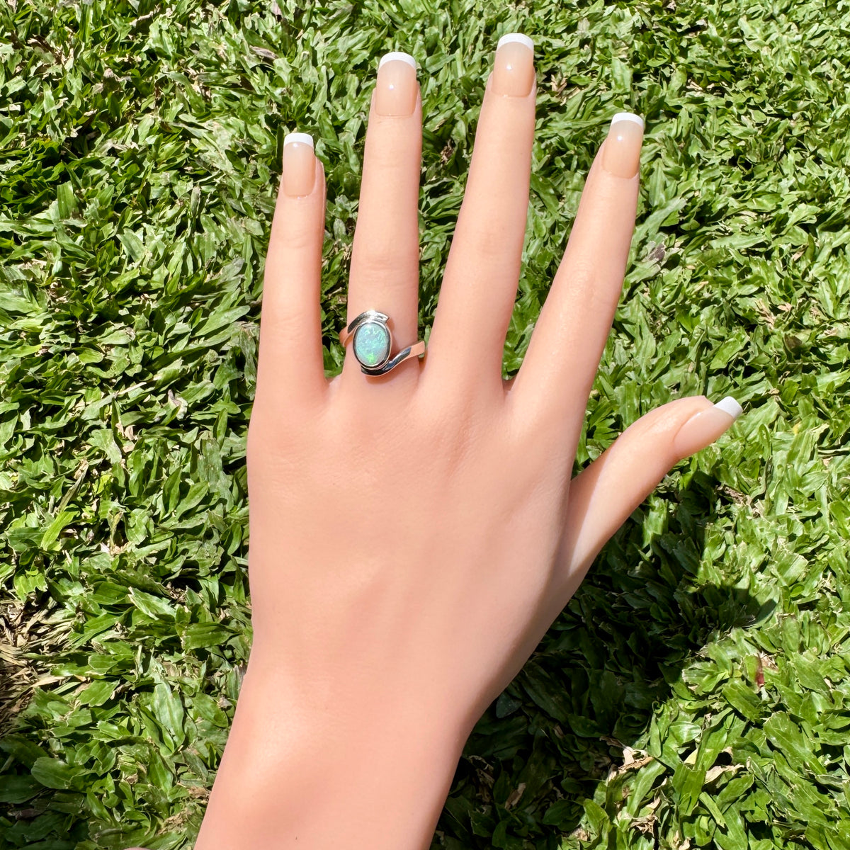 1.6ct Lightning Ridge Semi Black Opal Ring ~ 'Jervis Bay Oval' | 925 Sterling Silver | Solid Australian Opal