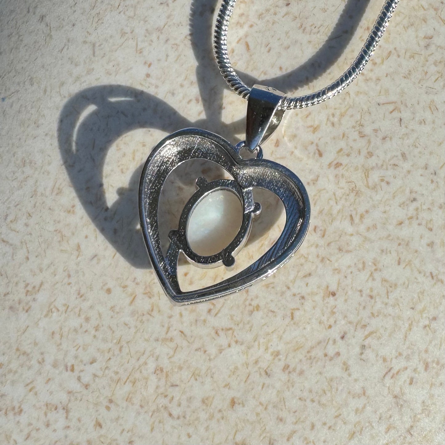 'Eternal Heart' ~ Handcrafted 0.9ct Solid Coober Pedy Opal Sterling Silver Pendant Necklace