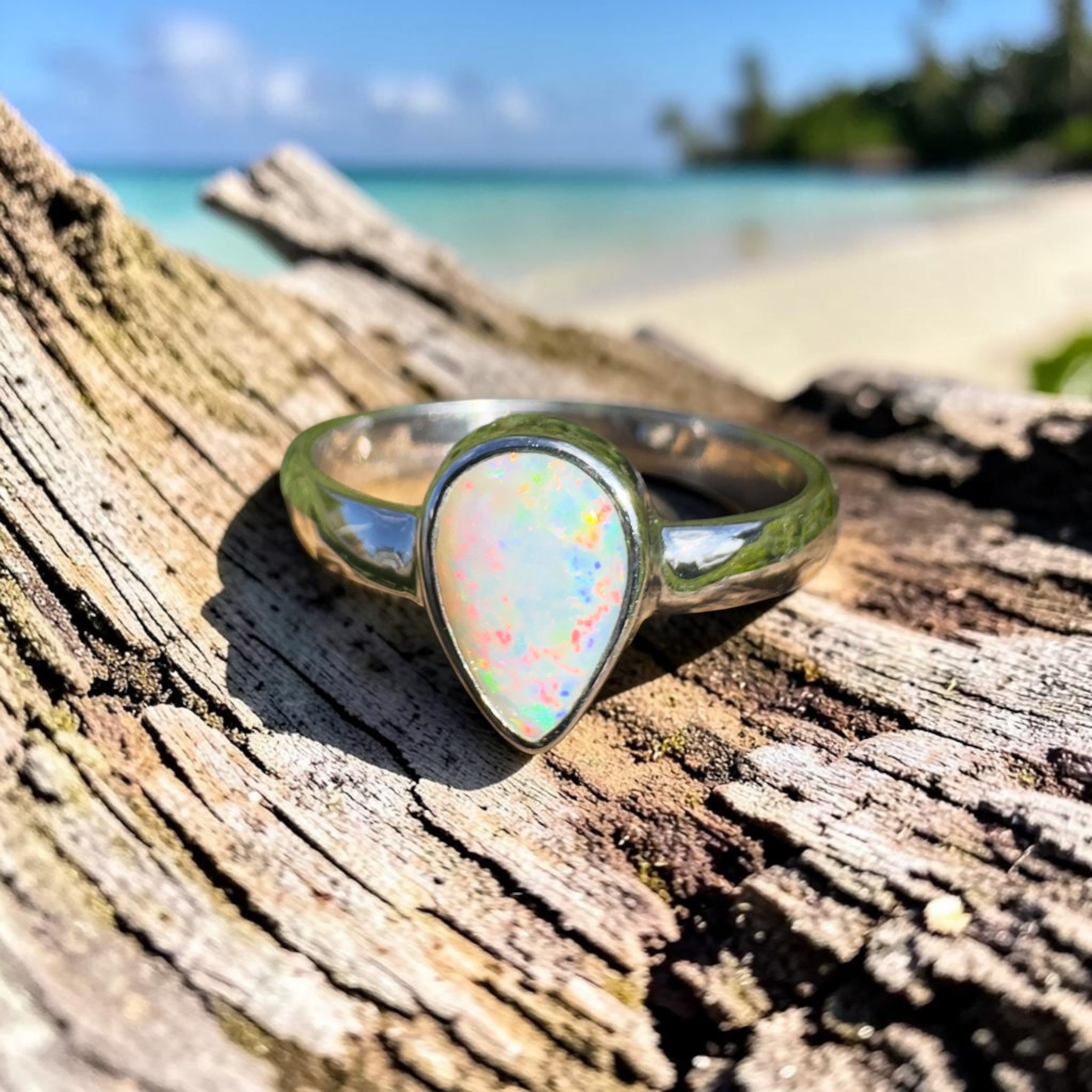 1.4ct Lightning Ridge Opal Ring ~ 'Purnululu Flame' | 925 Sterling Silver | Solid Australian Opal