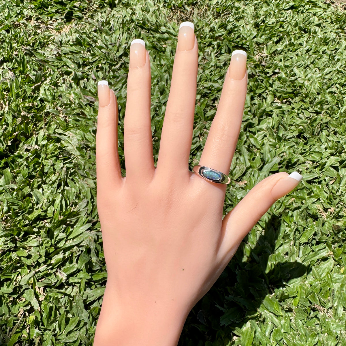 0.83ct Australian Solid Lightning Ridge Opal Silver Ring ~ 'Whitehaven Whisper' | 925 Sterling Silver | Solid Australian Opal